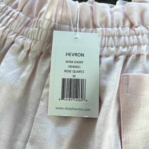 NWT Hevron Mira Linen Shorts Rose Quartz Pink High-Waist Pocket 100% Linen Sz M - Picture 8 of 16